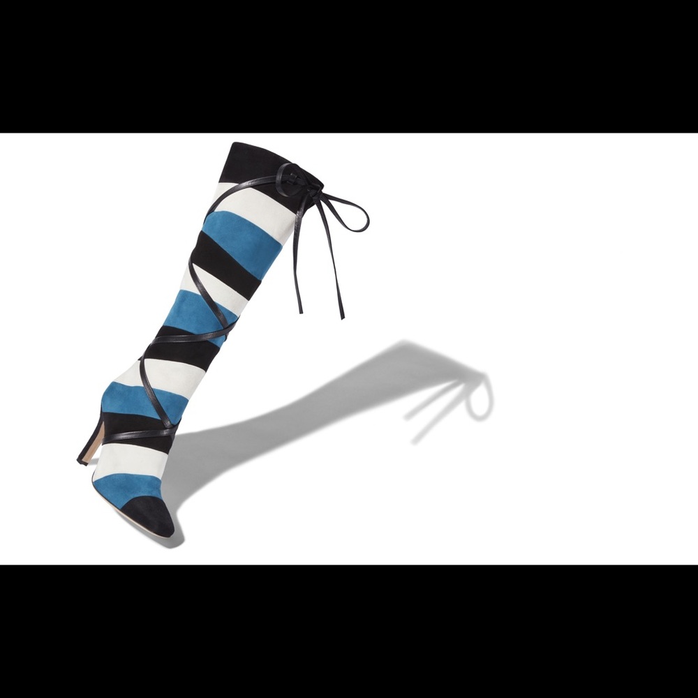Manolo Blahnik Striped Suede Boots